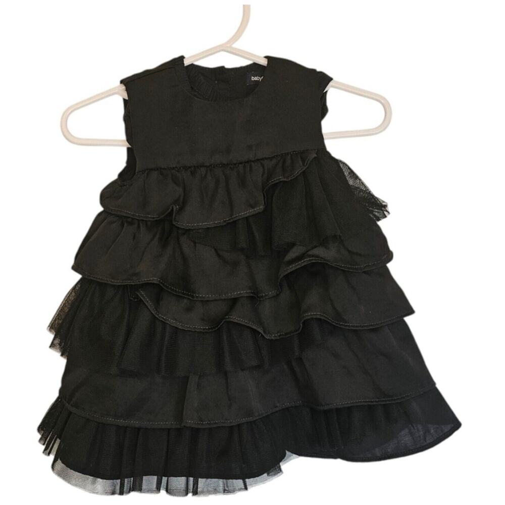 Baby Gap Girls Ruffle Tulle Dress – Size 3-6M – Solid Black